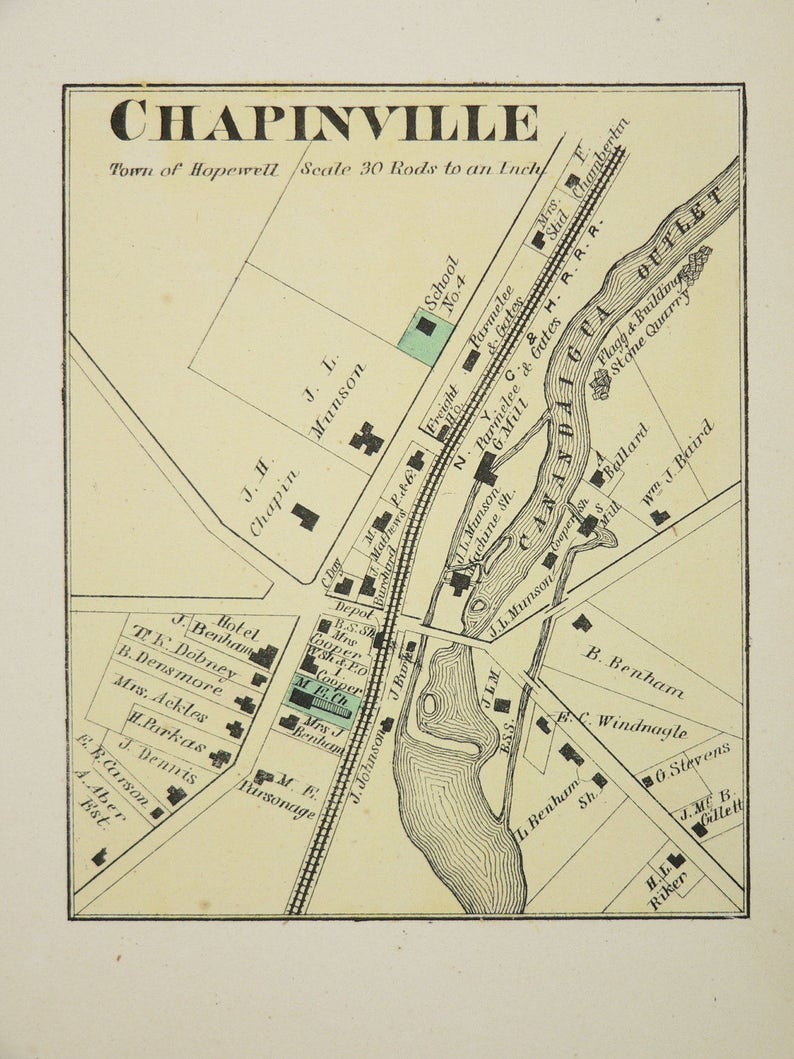Antique New Salem NY Map Chapinville 1874 Vintage Map Etsy