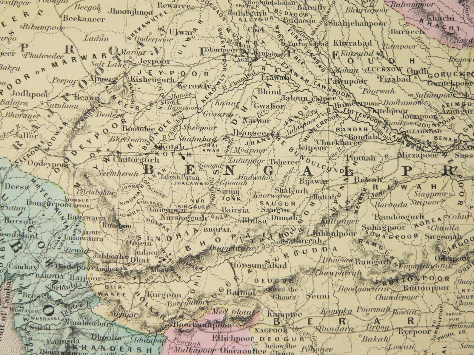 1856 Antique Map India British India Map Nepal 1856 Colton Etsy