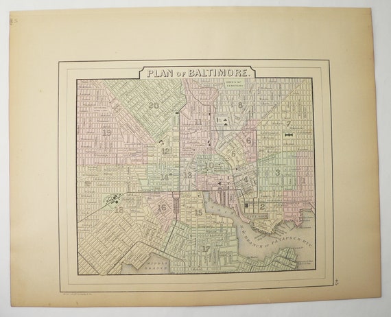 Old Vintage Decorative Map of New York Cram ca 1901