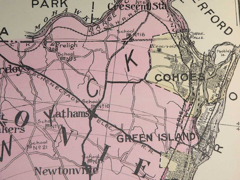 Albany County NY Map New York 1912 Large Map Genealogy History Etsy