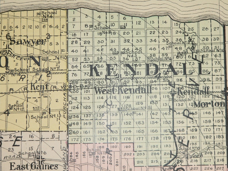 Large Vintage Map Orleans County New York Map 1912 NY County Etsy