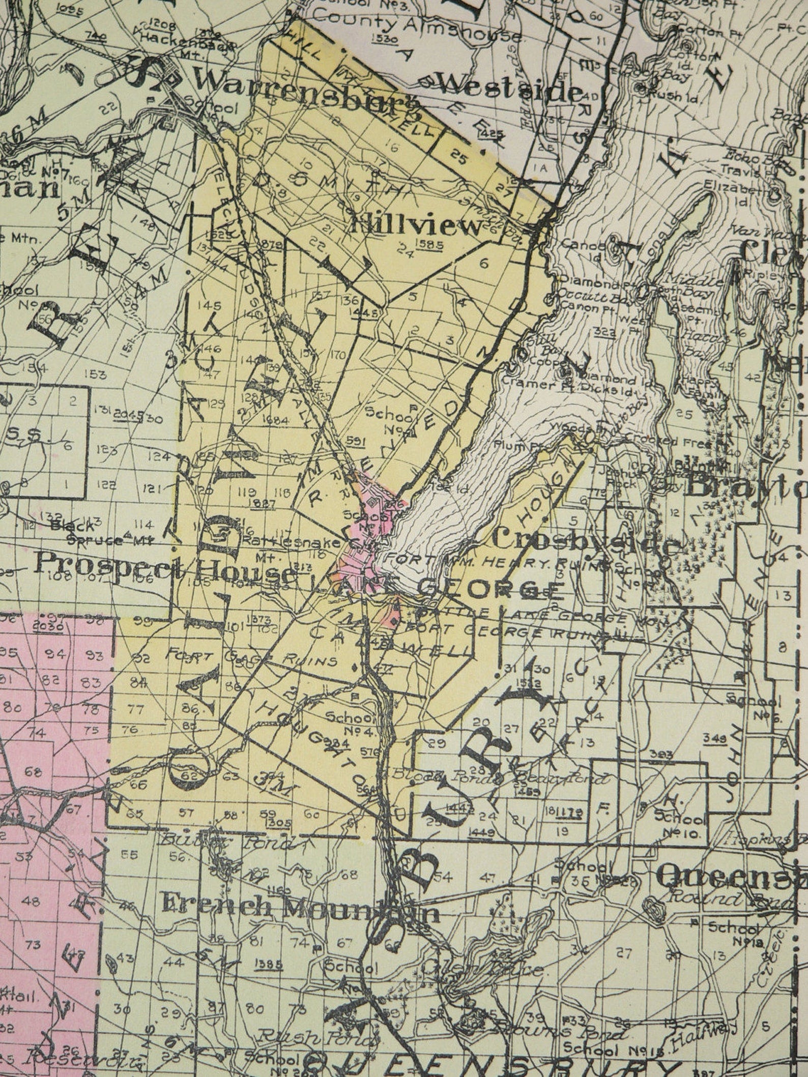 Warren County NY Map 1912 Large Map New York County Map Etsy