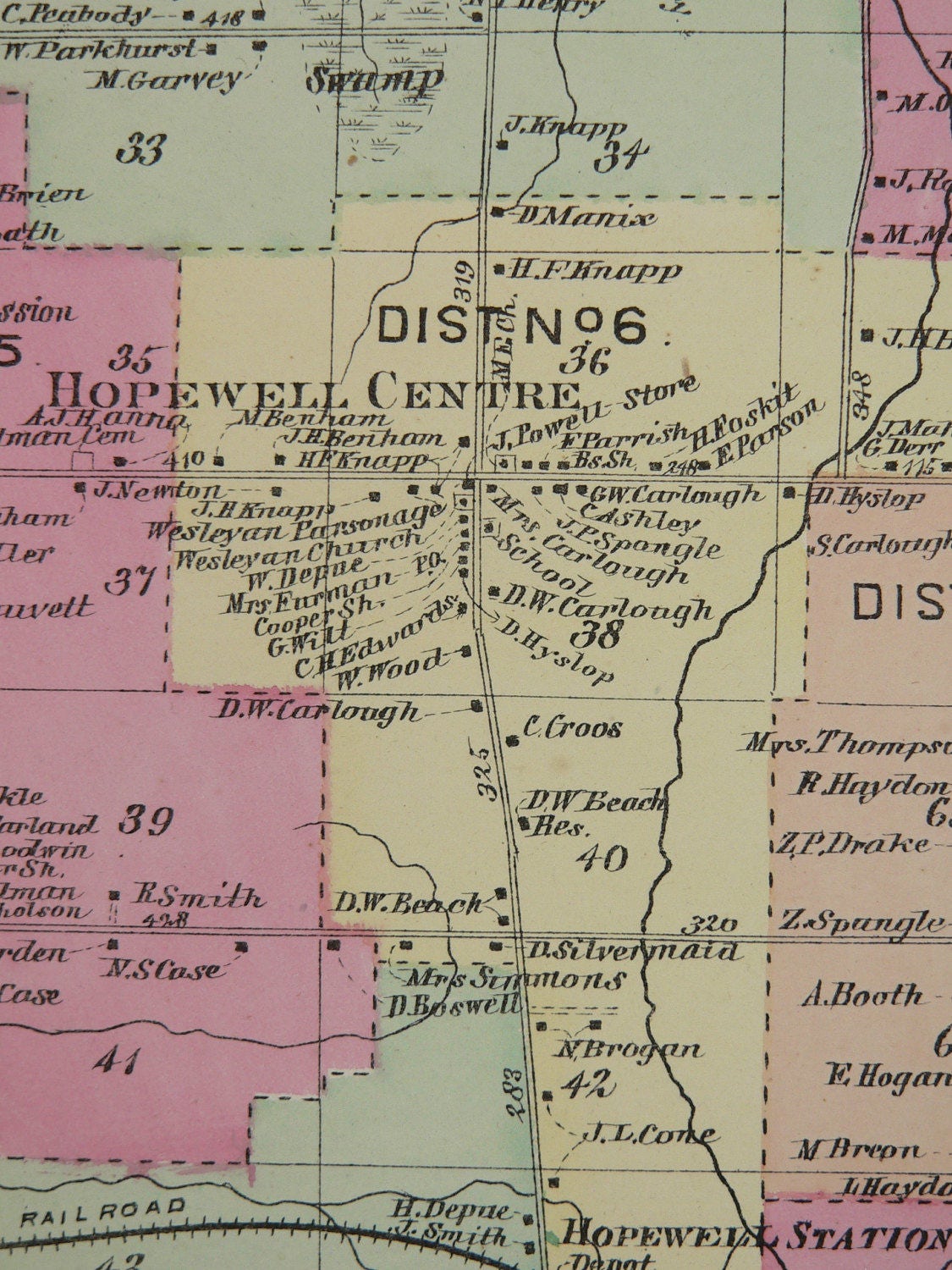 Antique Map Hopewell New York Map 1874 Vintage Hopewell NY Etsy