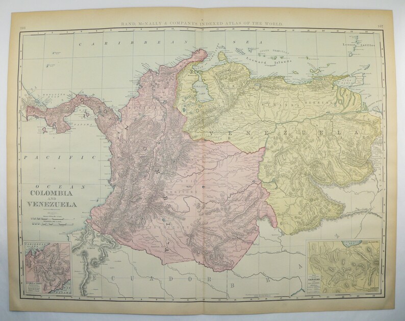 1899 NW South America Map Colombia Venezuela Map Panama | Etsy