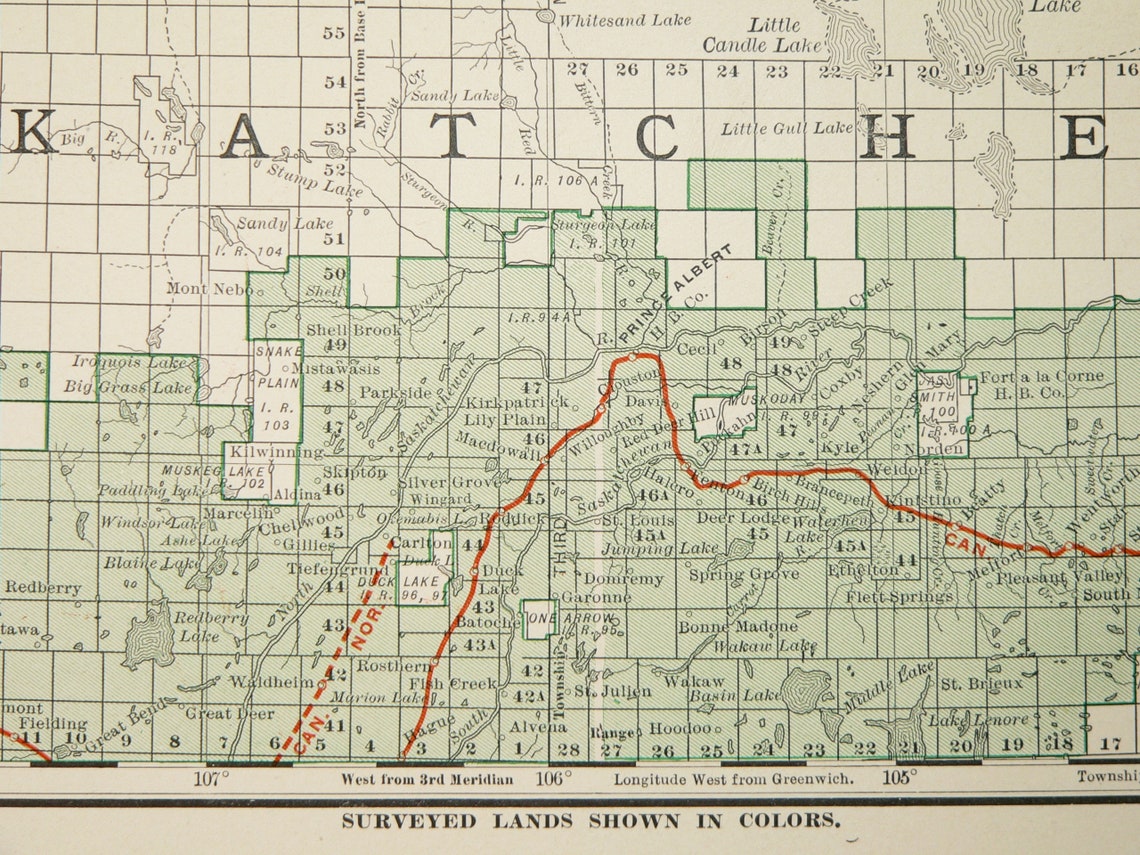 Vintage 1908 Map of Saskatchewan Canada Original Antique Map Etsy