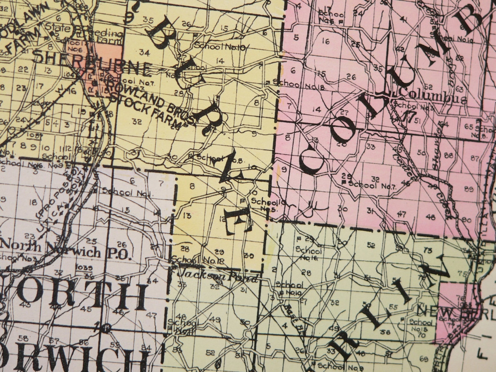 1912 Large Chenango County NY Map New York County Original Etsy