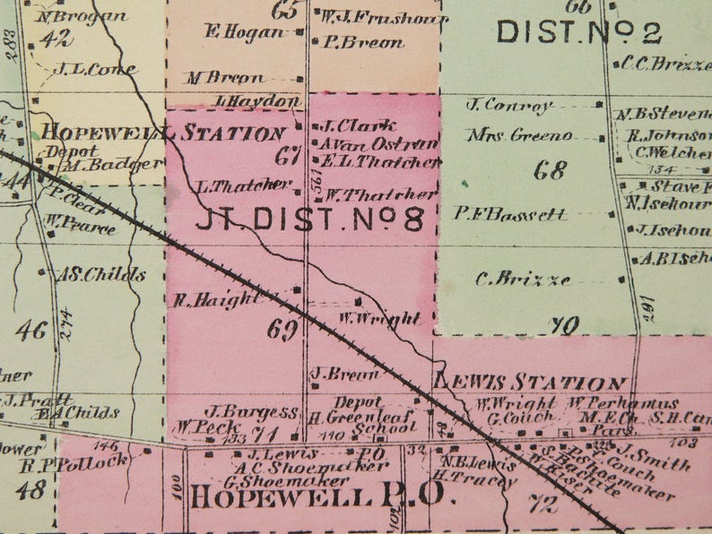 Antique Map Hopewell New York Map 1874 Vintage Hopewell NY Etsy