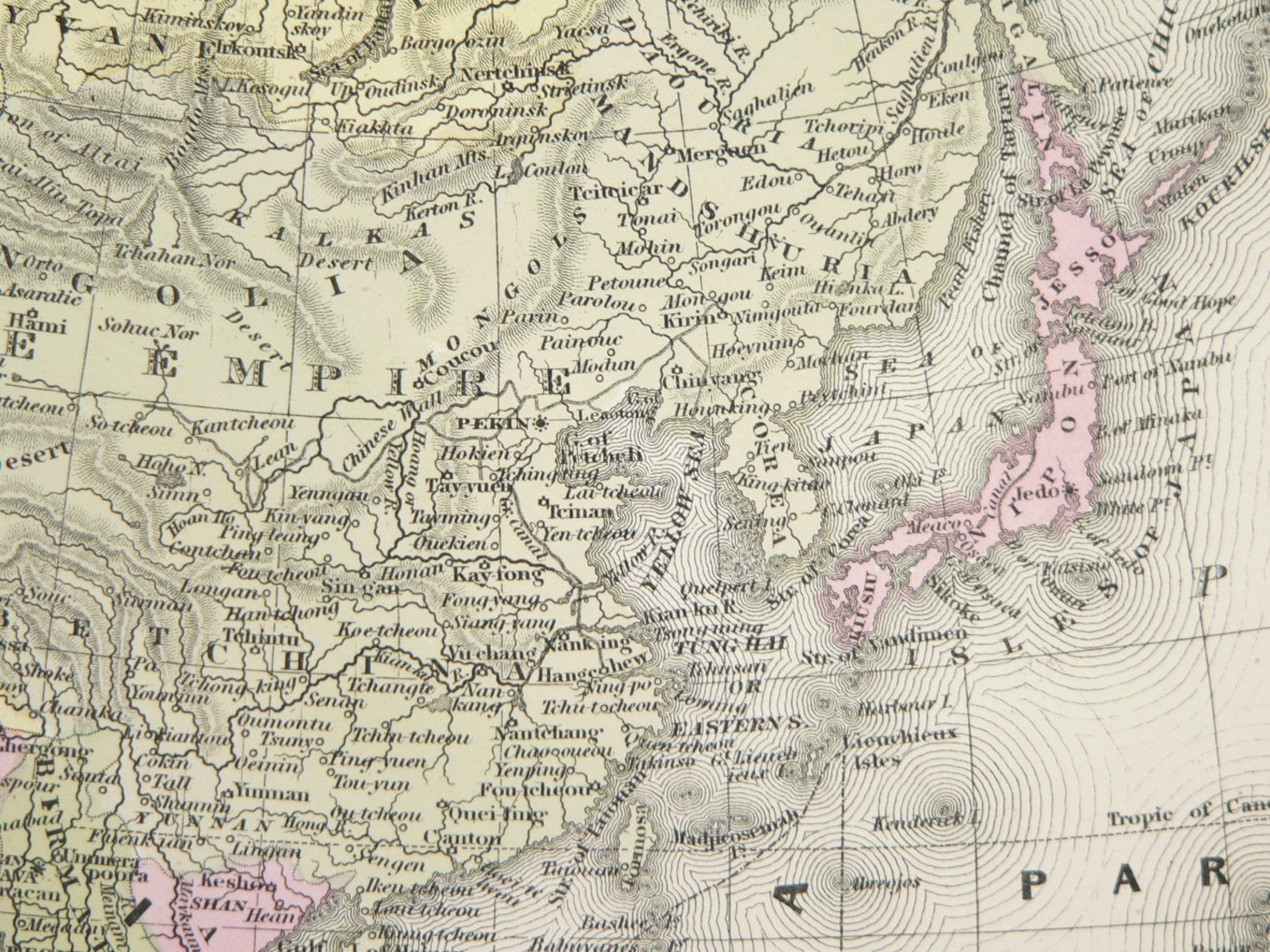 1800s Asia Map of Middle East China Map India Malaysia 1855