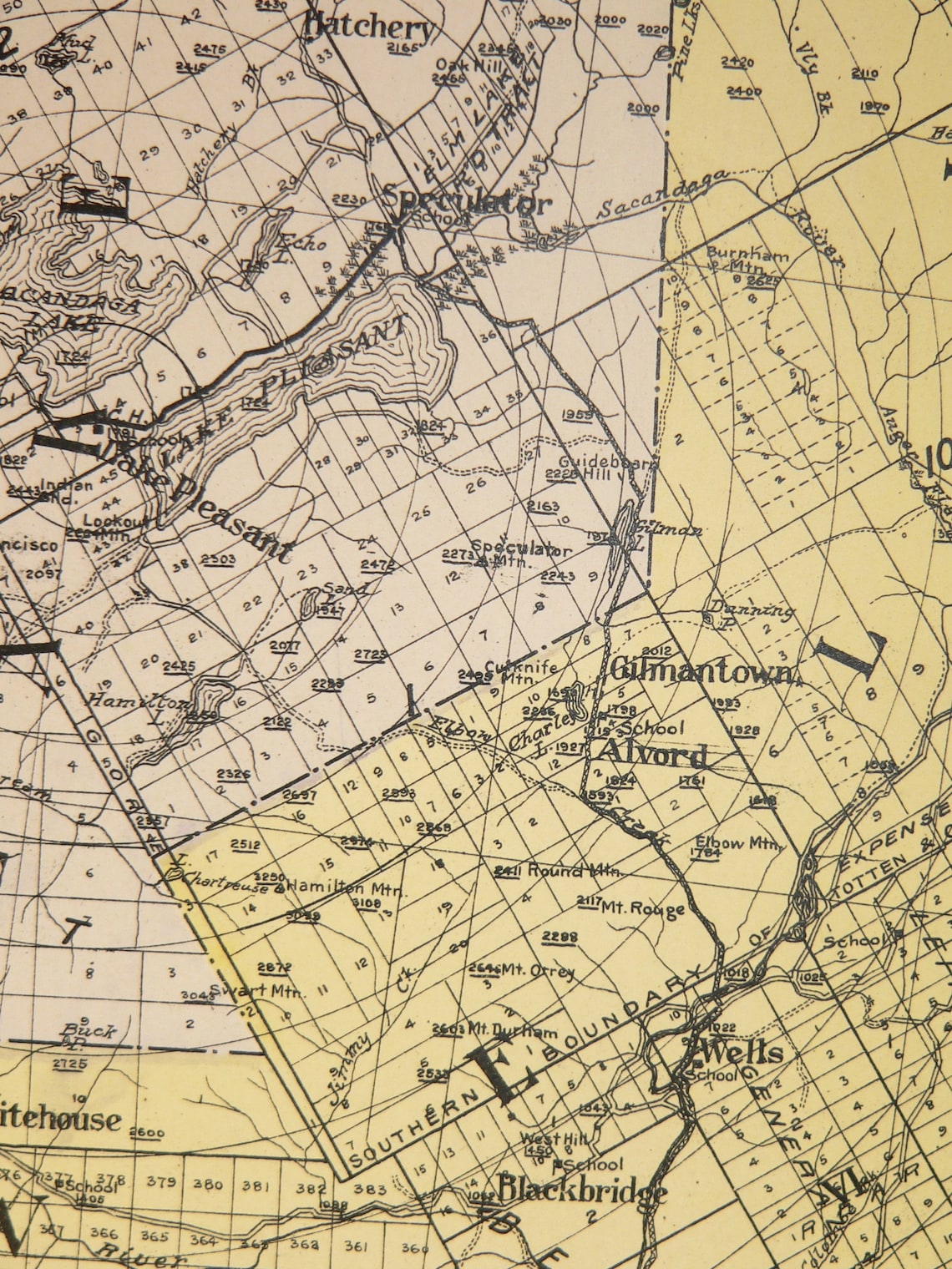 Large Map Hamilton County NY Map New York County Adirondack Etsy