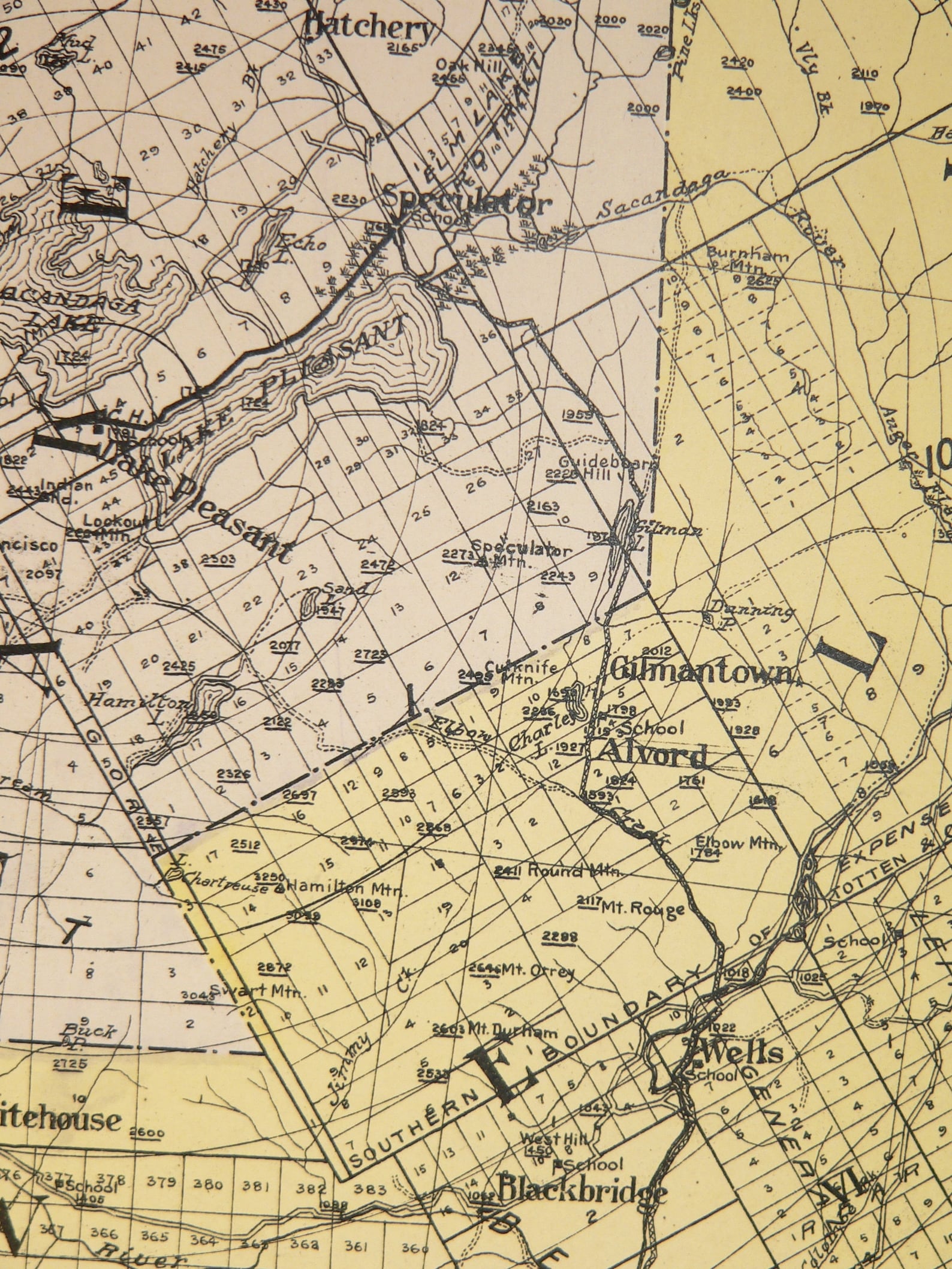 Large Map Hamilton County NY Map New York County Adirondack Etsy