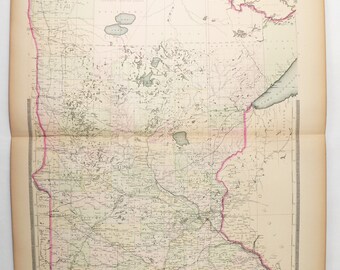 1889 Minnesota Map, Bradley Atlas, Large Antique Print