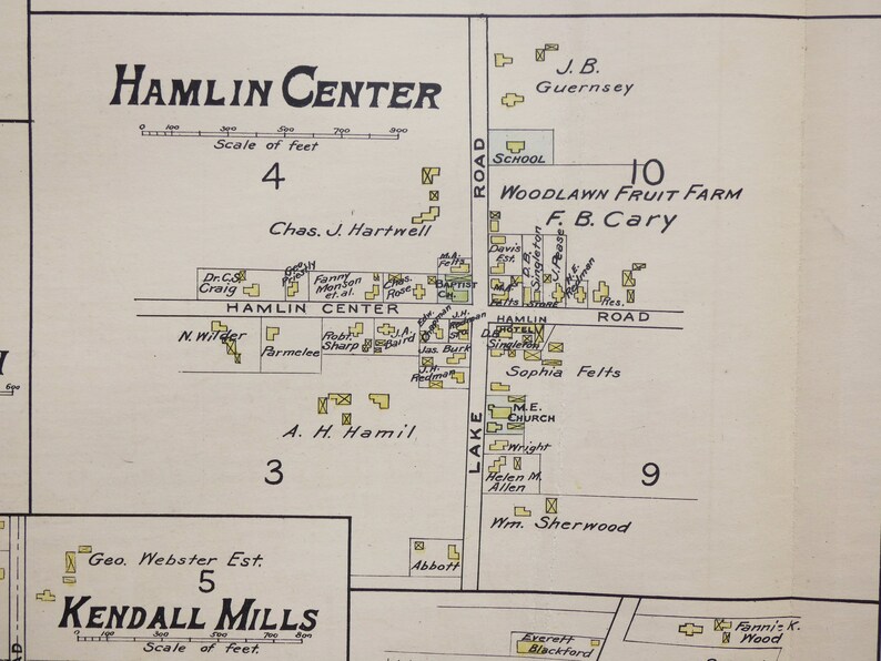 Large Antique 1902 Map of Spencerport Hamlin Morton Kendall Etsy