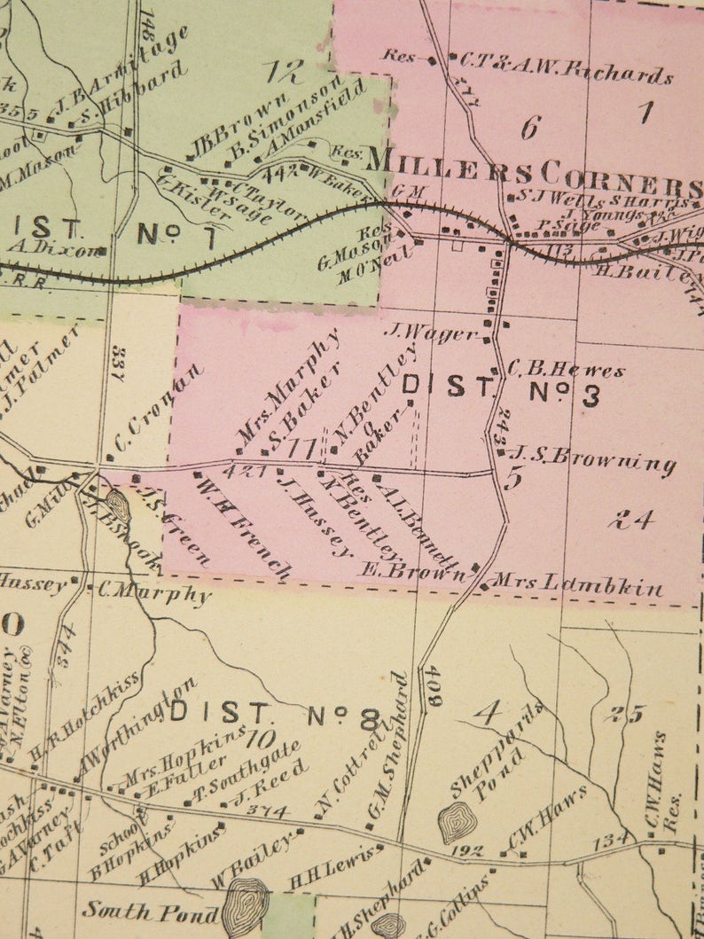 West Bloomfield NY Map 1874 Antique Map West Bloomfield New Etsy