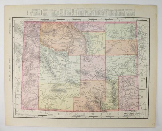 Map Of Utah And Wyoming Vintage Wyoming Map Utah 1900 Antique Map Us Western State - Etsy