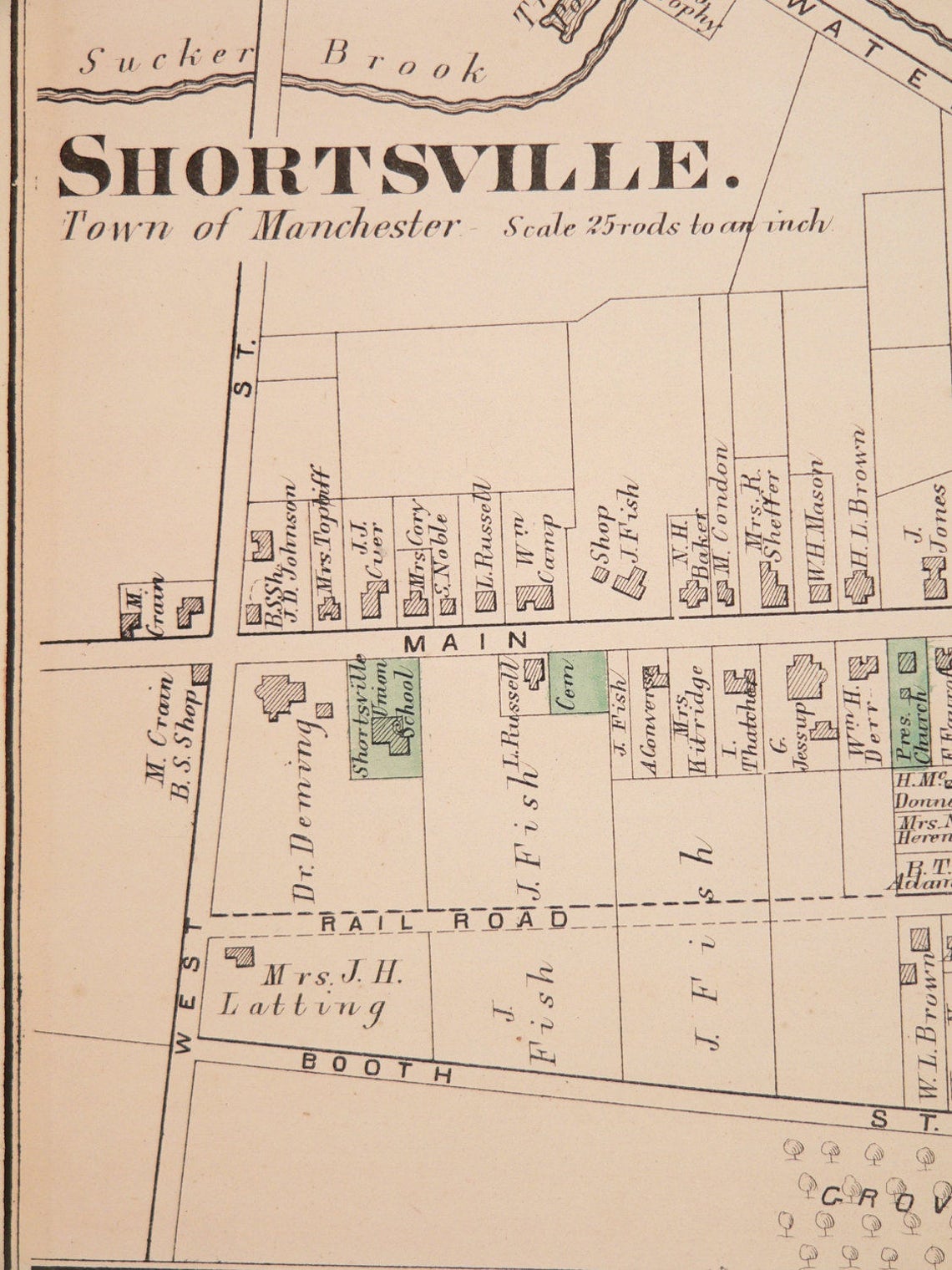 1874 Vintage Shortsville NY Map Port Gibson NY Handcolored Etsy