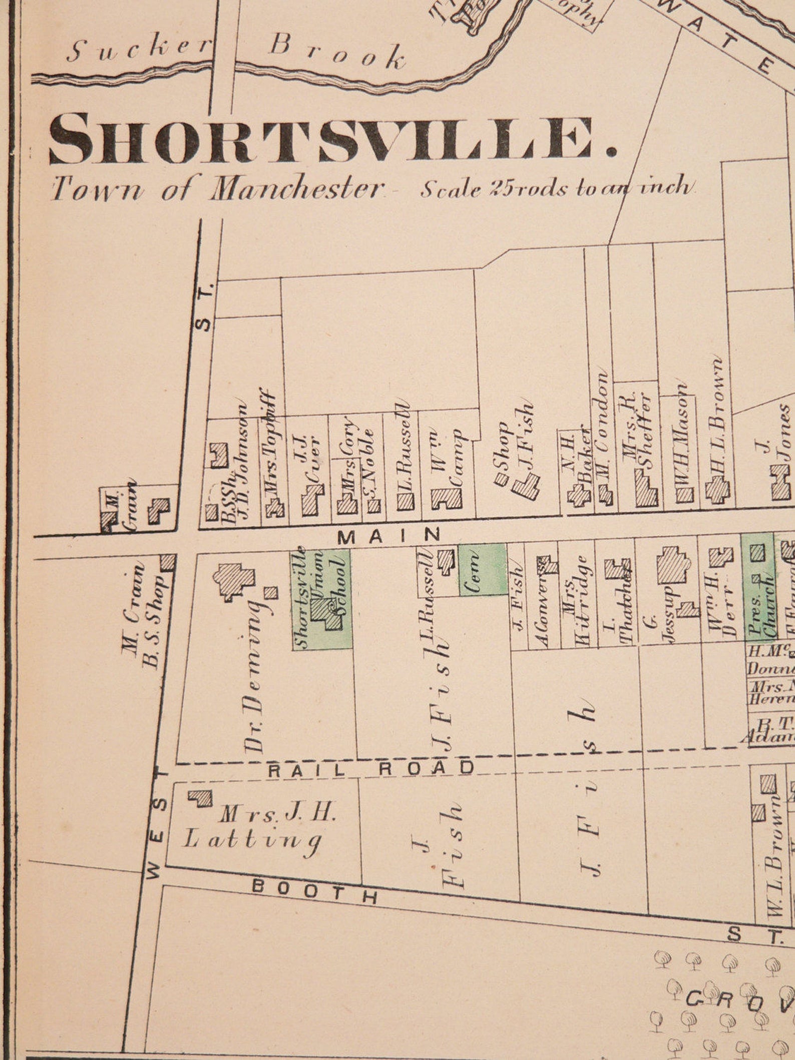 1874 Vintage Shortsville NY Map Port Gibson NY Handcolored Etsy