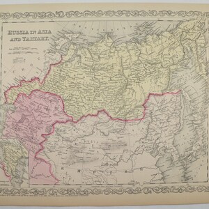 1858 Russia in Asia Map, Siberia Tartary Map 1858 Mitchell Map of Russia, Historical Map, Russian Gift for Family, Vintage Russia Map