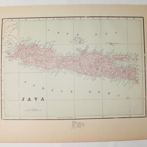 1900 Antique Java Map, Sumatra Map, Indonesia Island Map, East Indies ...