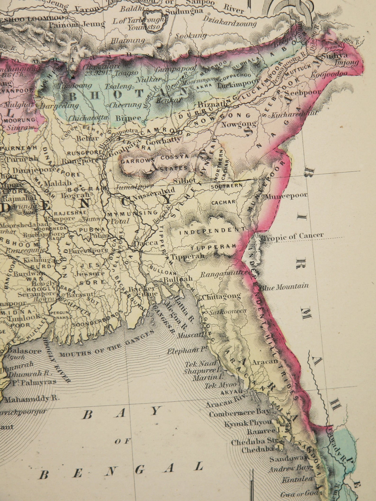 1856 Antique Map India British India Map Nepal 1856 Colton Etsy