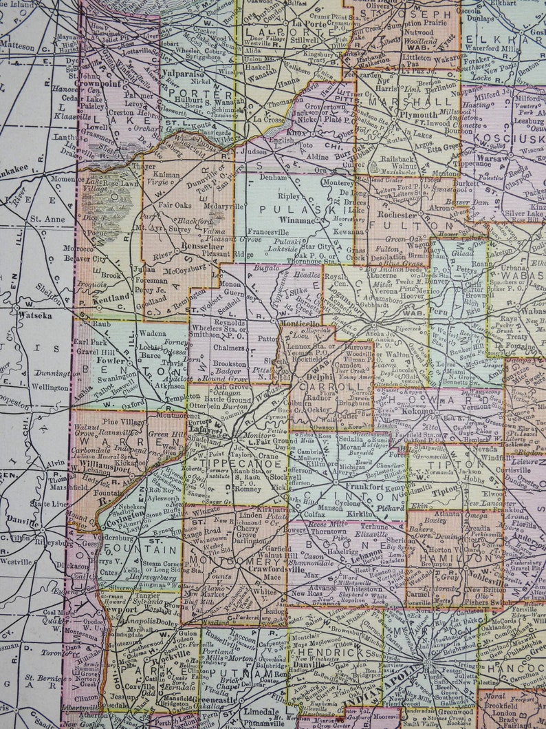 1899 Vintage Cleveland & Indiana Map, City Street Plan - Etsy