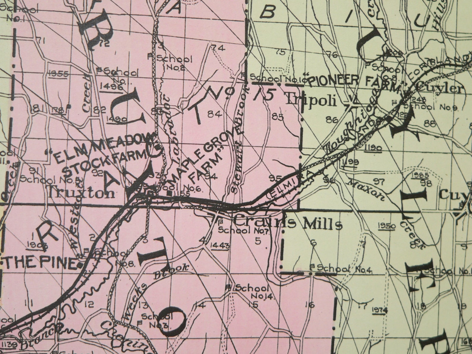 Large Map Cortland County NY Cortland NY Map 1912 New York Etsy