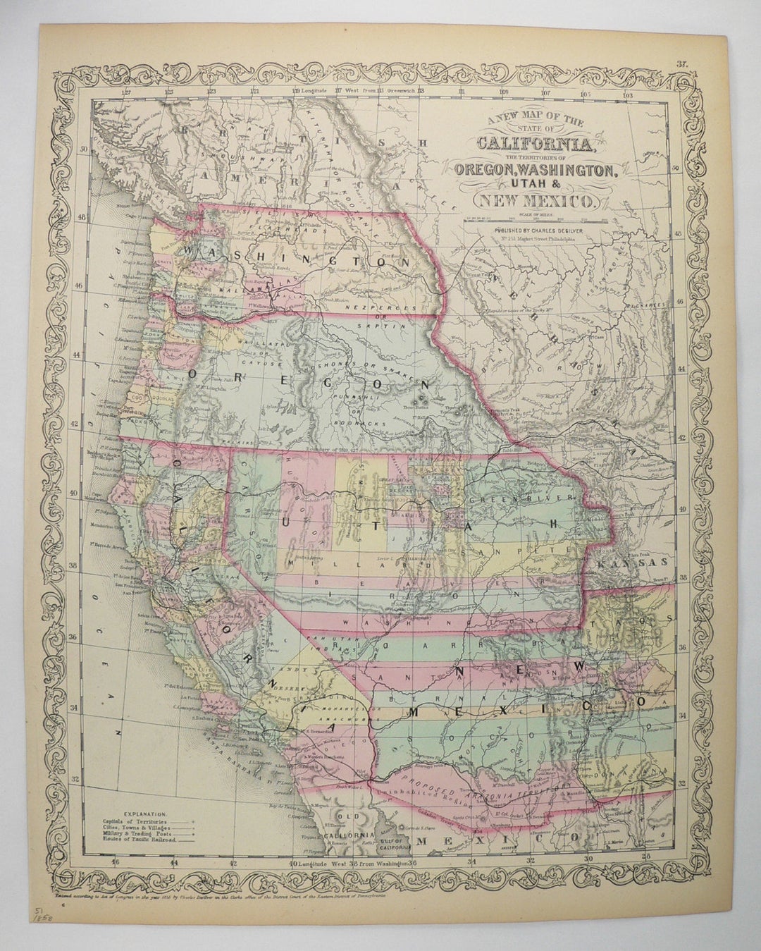 1858 Mitchell Desilver Antique Map Western US States Etsy 1858 Mitchell Desilver Antique Map Western US States Etsy