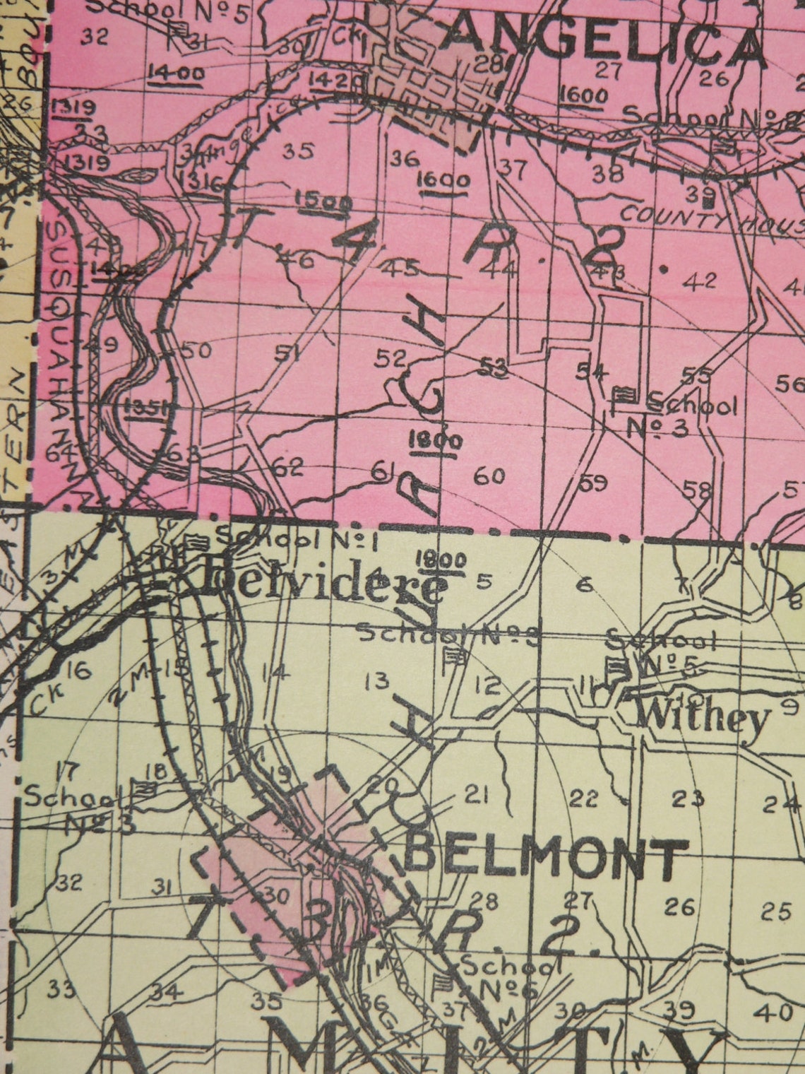 Vintage Map Allegany County NY Map New York County 1912 Large Etsy