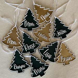Personalized Wooden Christmas Tree Ornament with Acrylic Accent
