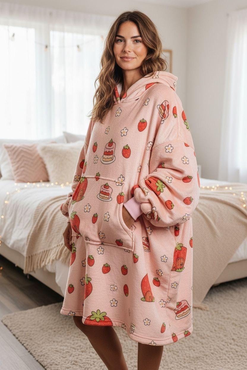 Discover Strawberry Cheesecake Blanket Hoodie Unisex Adults Kids