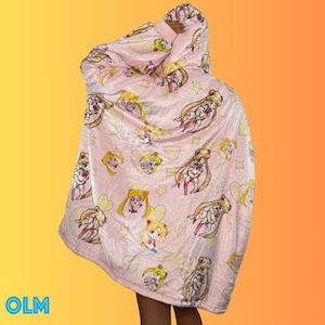 Anime Blanket Hoodie  oversize snuggle Sherpa    unisex adults and kids