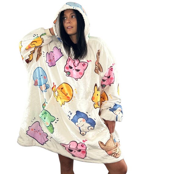 Kawaii Oversized wearable Blanket Hoodie – Plush Sherpa Hoodie for unisex Adults &Kids