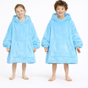 Light Blue Wearable Sherpa Blanket Hoodie Oversize For Kids & Adults | Olm Toys image 5