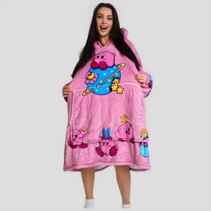 Kirby wearable Blanket Hoodie oversize snuggle Sherpa unisex adults and kids image 1
