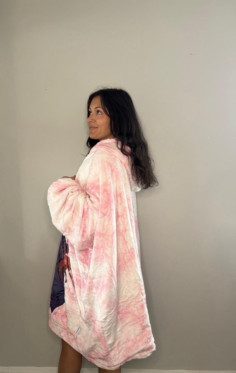 Nezuko Anime wearable Blanket Hoodie oversize snuggle Sherpa unisex adults and kids image 2