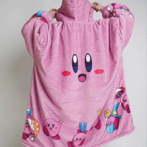 Anime Blanket Hoodie oversize snuggle Sherpa Kirby - Olm collectibles