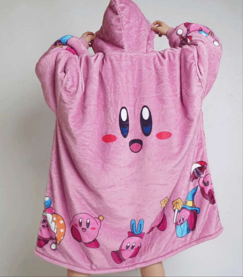 Anime Blanket Hoodie oversize snuggle Sherpa Kirby - Olm collectibles