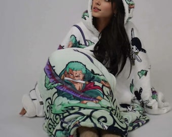 Anime Blanket Hoodie  oversize snuggle Sherpa  unisex adults and kids