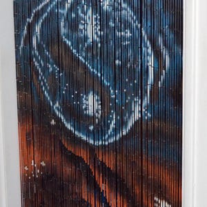 Bamboo Beaded Curtain Ying Yang Symbol
