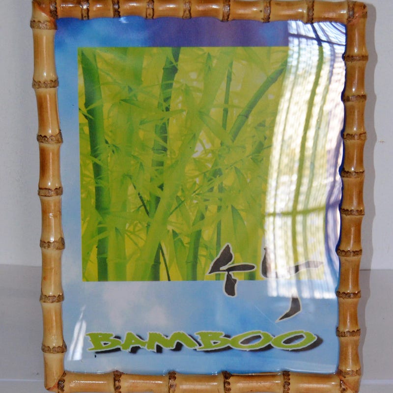 ONE 14 X 18 Inch Etched Bamboo Frame with Tropical Leaf Design main image 1
