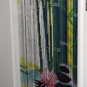Bamboo Beaded Curtain for Doorways hanging room divider Zen Scene