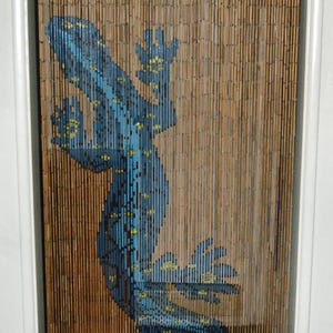 Bamboo Beaded Curtain with Lizard Salamander Design