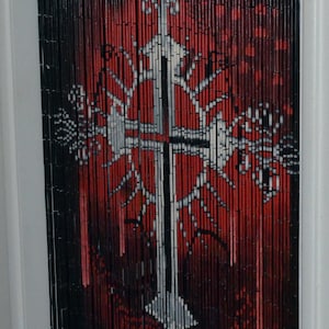 Gothic Cross Bamboo Beaded Curtain