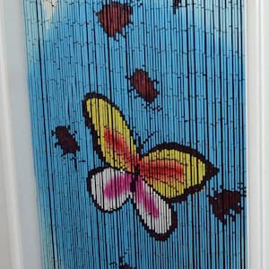 Bamboo beaded curtain hanging room divider Butterflies and lady bugs