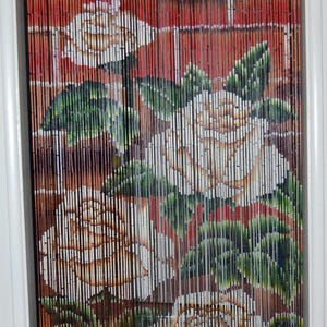 Bamboo Beaded Curtain for Doorways Hanging Room Divider  White Rose