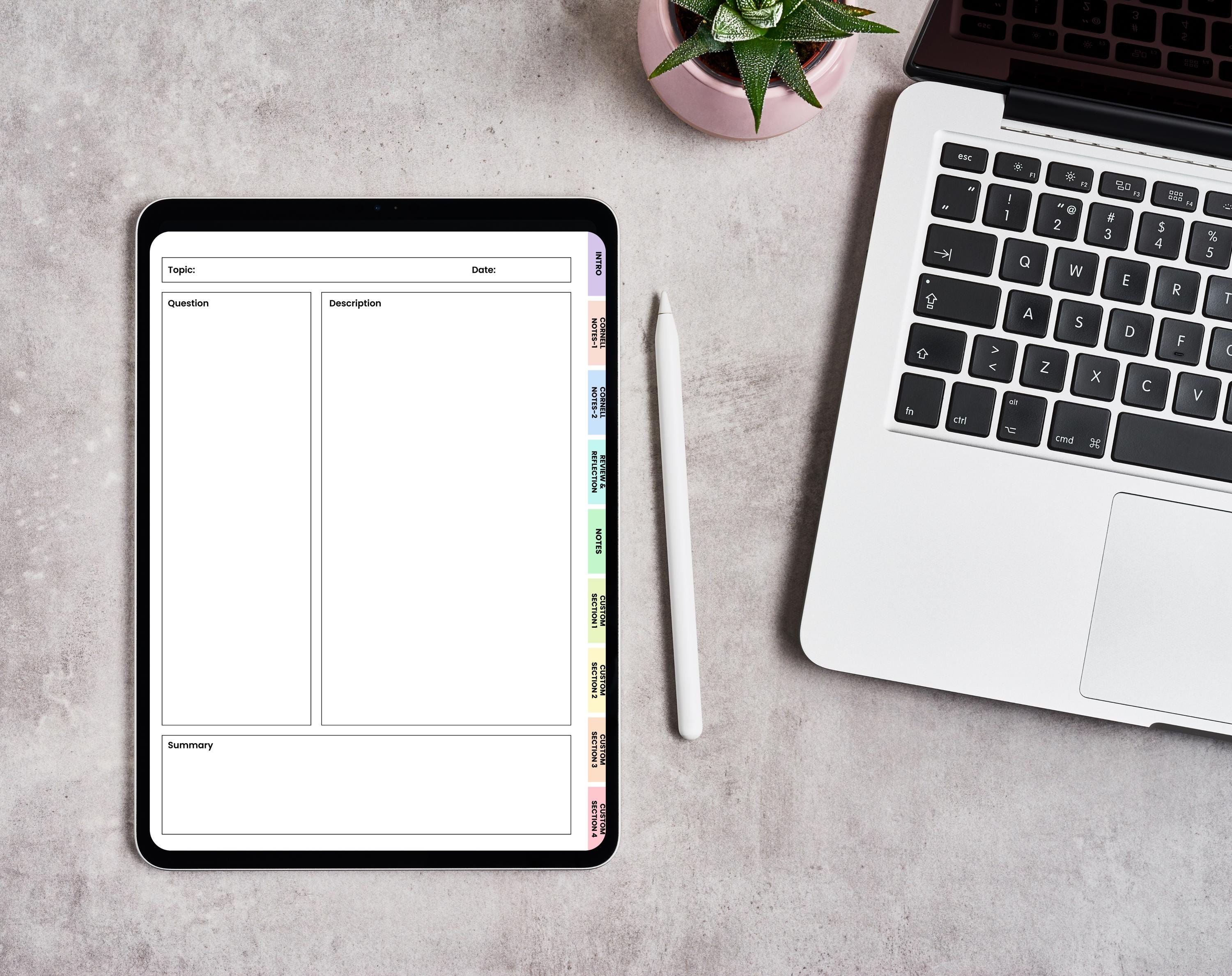 Digital Cornell Notes Planner Template for Remarkable Paper Pro ...