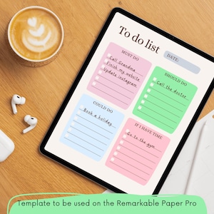 To do list template for Digital Planner- Paper pro templates- Template To do list ReMarkable 3- Printable- Tasktracker- Checklist- Printable