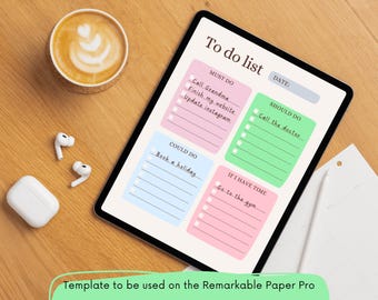 Modèle de liste de tâches pour Digital Planner- Modèles Paper Pro- Modèle de liste de tâches ReMarkable 3- Imprimable- Tasktracker- Liste de contrôle- Imprimable