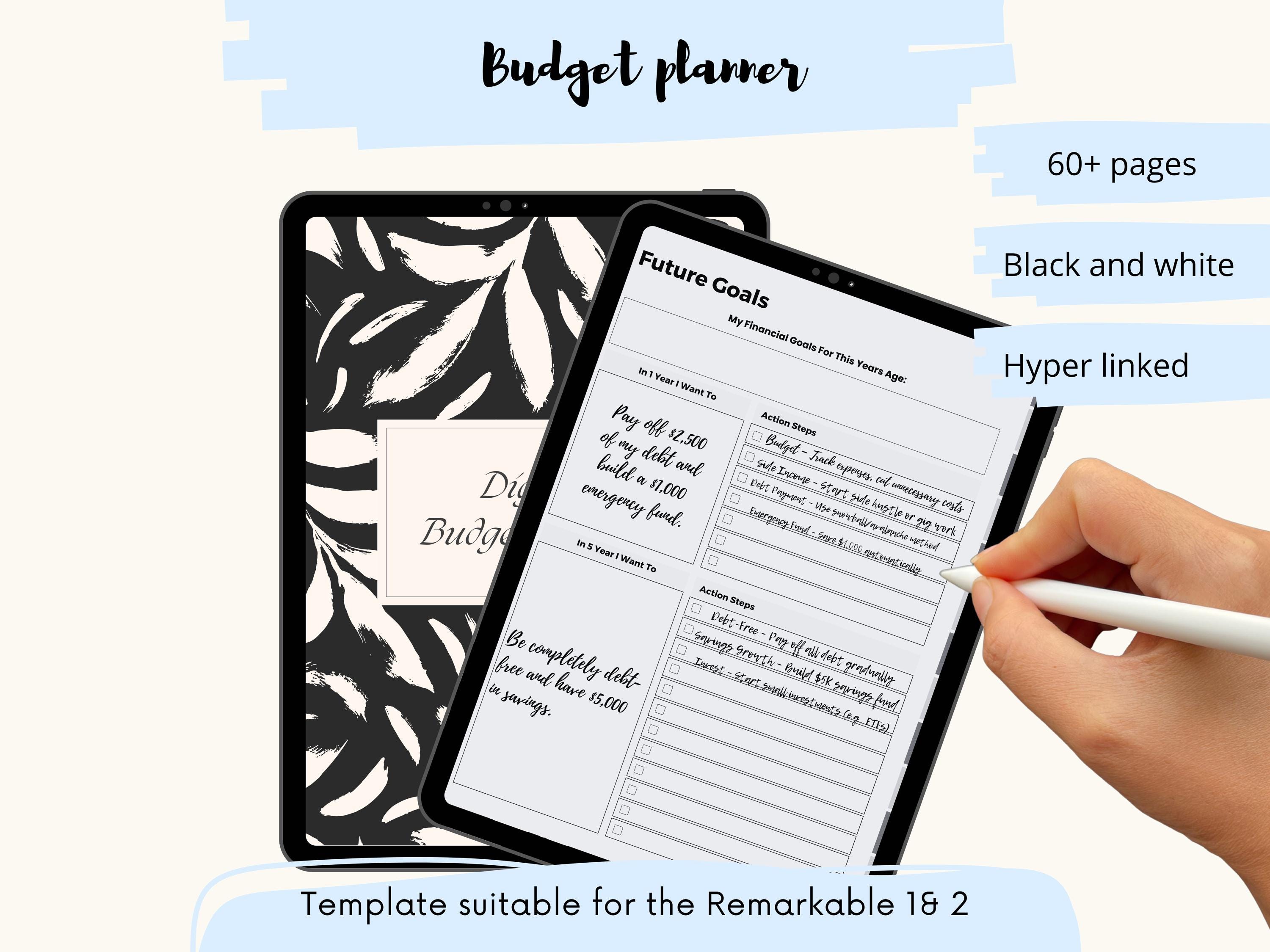 Template 2025 Budget Planner for Remarkable 1 & 2- Budget Planner Book ...