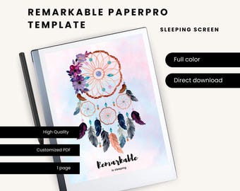 ReMarkable Paperpro sömnskärmsmall | Fullfärgsdesign av hög kvalitet | eInk-surfplatta för sömn | Digital planerare