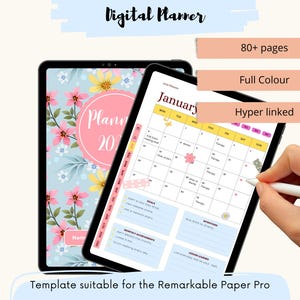 2025 Year Planner for reMarkable Paper Pro- Hyperlinked PDF Notebook Color | 2025 Year Planner | Monthly Planner | Digital Download